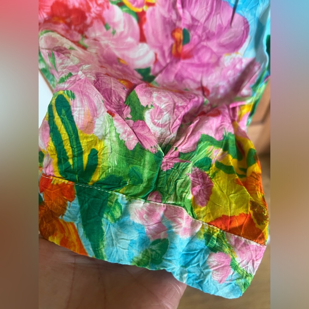 Vintage 90s 💚🌈 Jams World Floral Neon Watercolor Drawstring Pants S🧡❤️🌈 - Picture 6 of 6